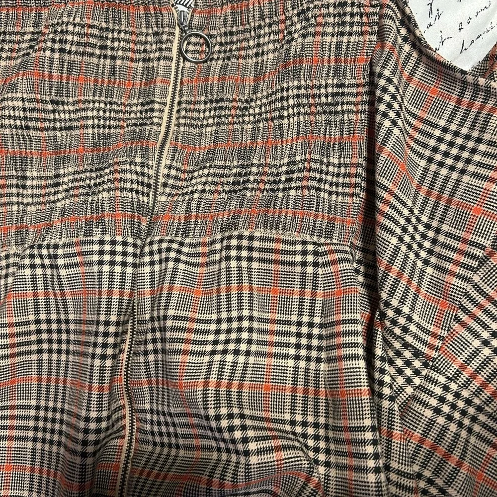 Women's Tailored Mini A-Line Dress - Ava & Viv™ Tan and Rust Plaid - Picture 4 of 5